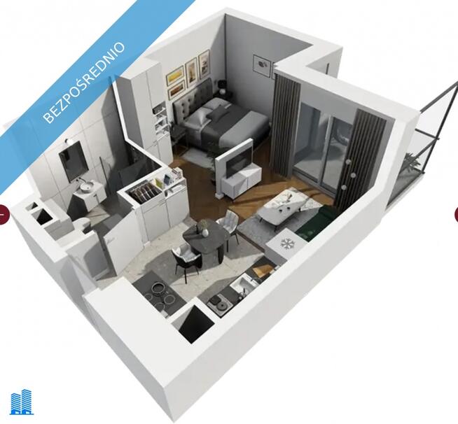 32,84 m2 w inwestycji Kapitanat, Gdańsk Śródmieście, widok na Motławę - For sale comfortable studio