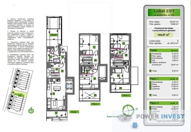 Nowoczesny skrajny dom z tarasem i ogrodem