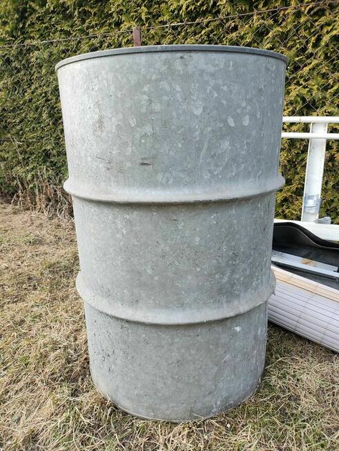 Beczka ocynkowana stalowa zbiornik na deszczówkę odpady