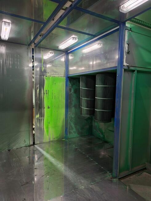 Kompletna linia lakierni proszkowej, kabina + piec + transpo