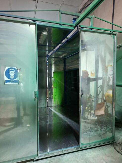 Kompletna linia lakierni proszkowej, kabina + piec + transpo