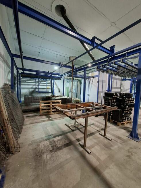 Kompletna linia lakierni proszkowej, kabina + piec + transpo