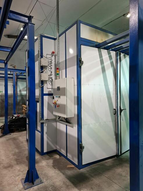 Kompletna linia lakierni proszkowej, kabina + piec + transpo