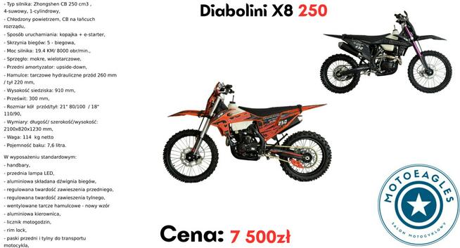 Diabolini X8 250 Cross Diabolini X8 250 Transport Raty Fvat LED Licznik Okleina 3D