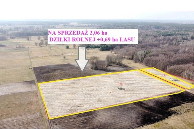 Działka rolna 2,06 ha i leśna 0,69 ha Ostrownica