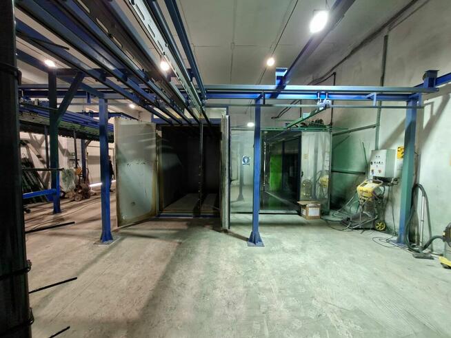 Kompletna linia lakierni proszkowej, kabina + piec + transpo