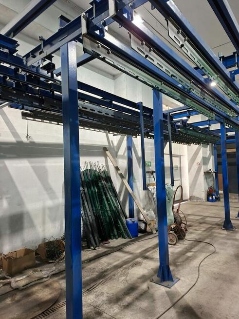 Kompletna linia lakierni proszkowej, kabina + piec + transpo