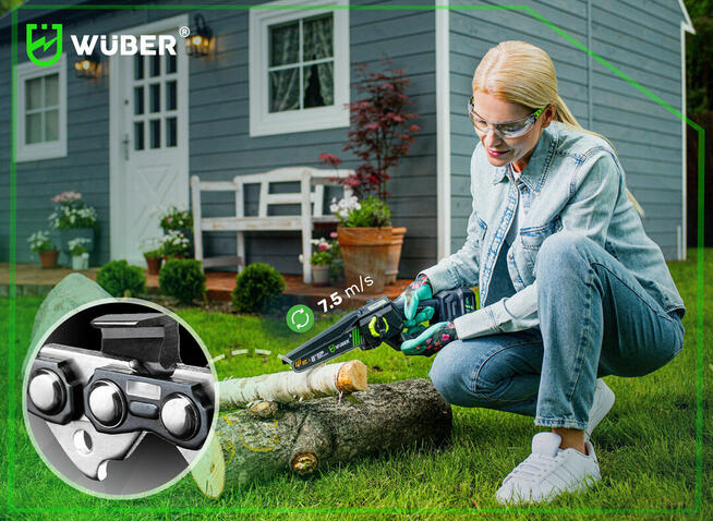 Piła łańcuchowa mini akumulatorowa 2.0 Ah / 20V z pompką