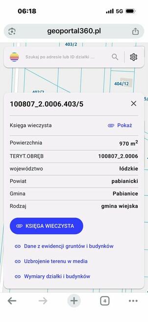 Działka gm.Pabianice 971m2