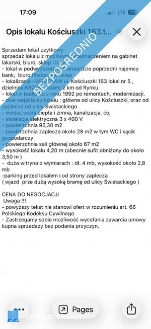 Sprzedam lokal użytkowy Wrocław