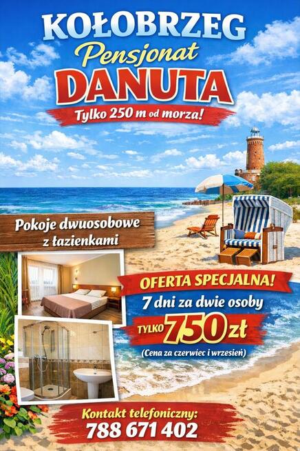 Kołobrzeg Czerwiec tylko 250 m.od morza