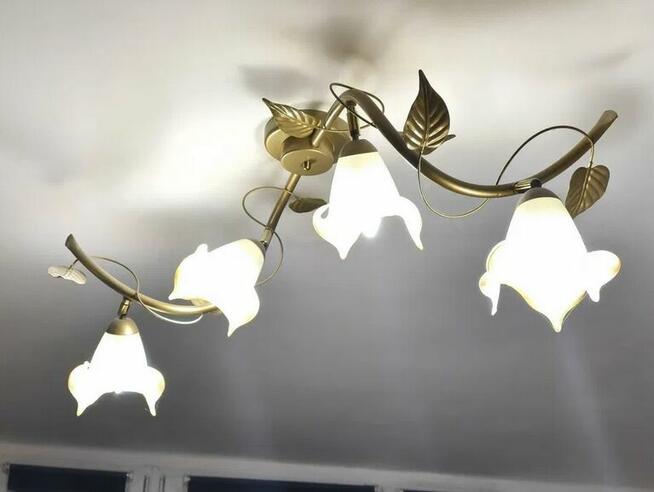 Lampa Plafon sufitowa beż kwiaty, solidna DOSTĘPNA