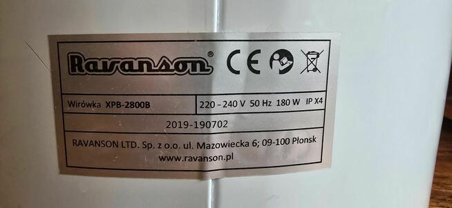 Wirówka RAVANSON XPB2800 prędkość wirowania 2800 obr./min.