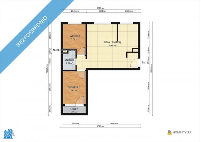 3=pokojowe mieszkanie na sprzedaż, dobra lokalizacja, bezpośrednio