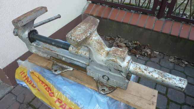 Niemieckie imadło ślusarskie, stalowe, kute HEUER PRIMUS.Waga