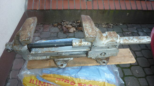 Niemieckie imadło ślusarskie, stalowe, kute HEUER PRIMUS.Waga