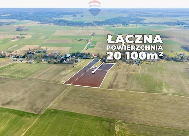 Trzy działki rolne (20.100 m²) + opcjonalnie dom