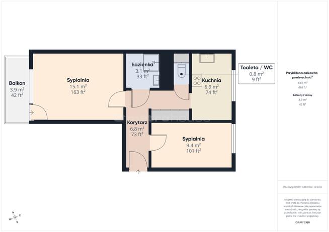 Mieszkanie 45 m² z balkonem Gozdnica!