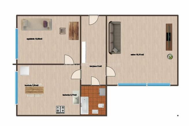 Plac Zwycięstwa! 2-pok , 2 piętro 47,5 m²