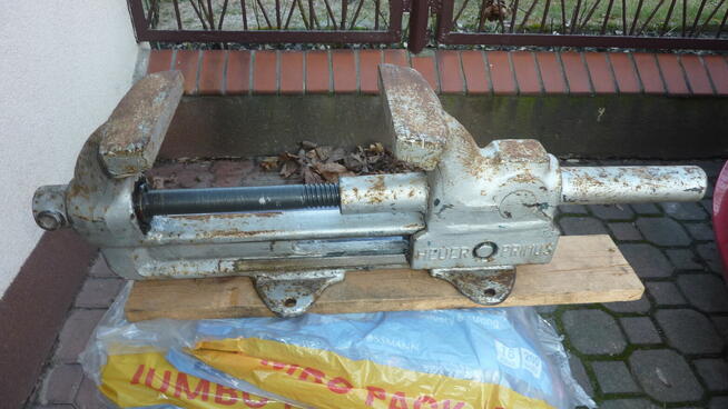 Niemieckie imadło ślusarskie, stalowe, kute HEUER PRIMUS.Waga