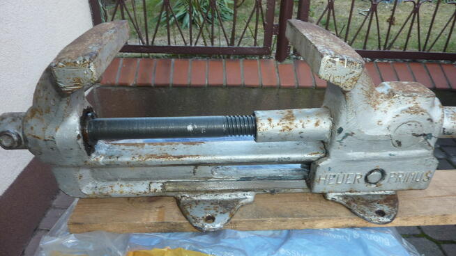 Niemieckie imadło ślusarskie, stalowe, kute HEUER PRIMUS.Waga