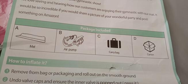 Ścieżka gimnastyczna Airtrack 3 m