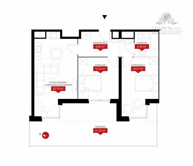 Mieszkanie 3pok. 62,44m2, ogród, ogrzewanie miejskie/ Kleczków