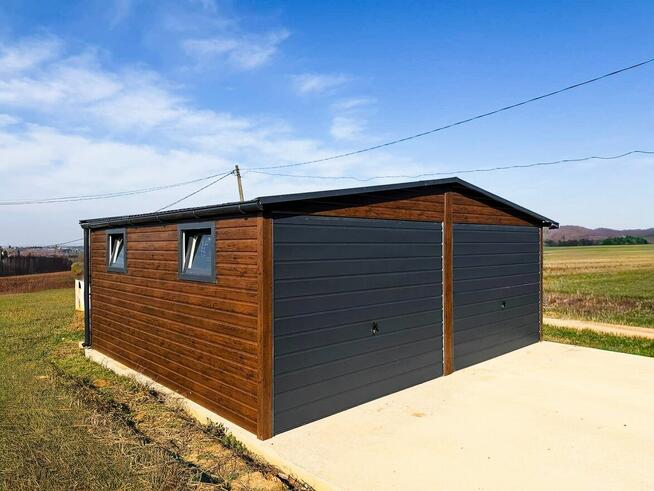 Promocja! Garaż blaszany drewnopodobny | 6x5 | profil 40x60