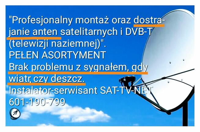 Serwis montaż ustawienie anteny satelity CANAL+ POLSAT BOX