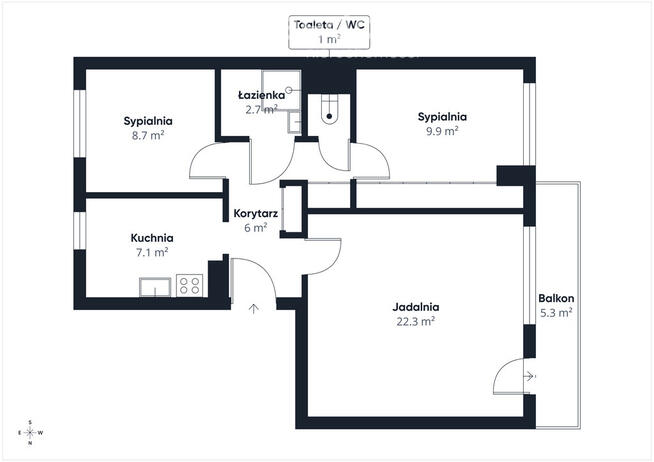MIESZKANIE 3-POKOJOWE 60,4 m² – OLSZTYN, NAGÓRKI,
