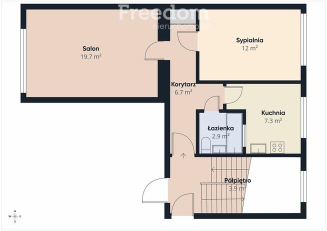 Mieszkanie 2 pokoje w centrum 48,5 m²