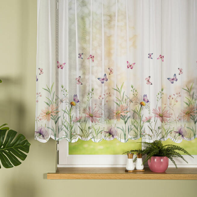 Firana wsuwana na karnisz Łąka z motylami 240x138 cm