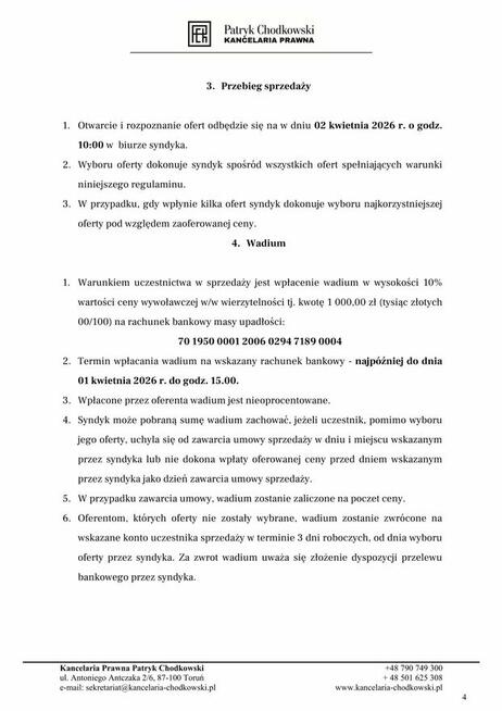 Syndyk sprzeda wierzytelność