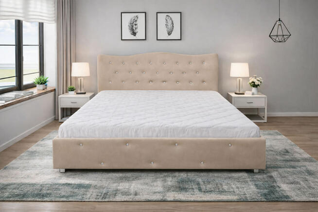 Łóżka sypialniane, tapicerowane