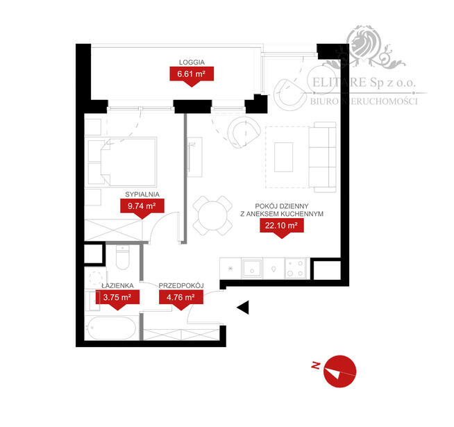 Mieszkanie 40,35m2 2 pokojowe z loggią 6,61m2 na wynajem, dla siebie