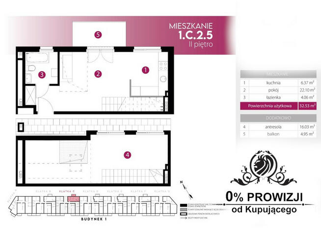 Piękne mieszkanie dwupoziomowe 2 pokojowe z balkonem z ogrzewaniem miejskim