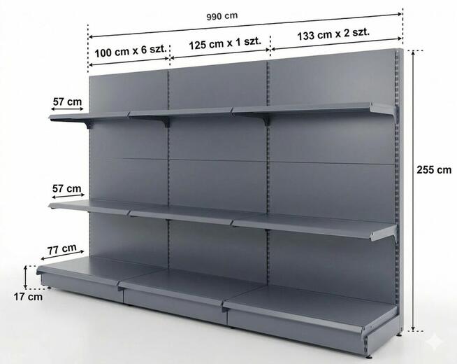 Sprzedam system regałów sklepowych - metalowych MAGO przyści