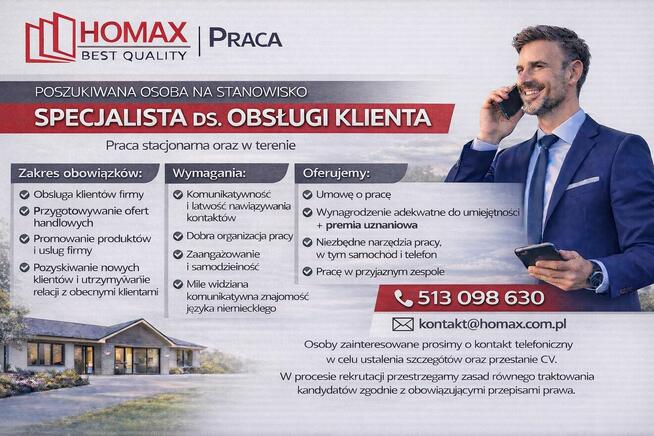 Specjalista ds.obsługi klienta –praca stacjonarna i terenowa