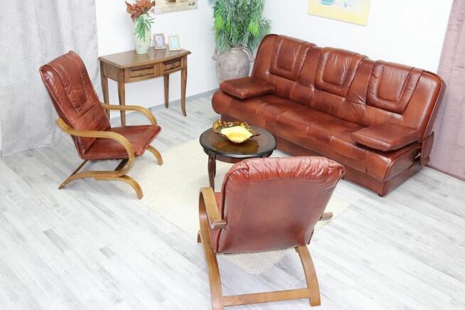 PROMOCJA - komplet FINKA wersalka + 2 fotele, skóra 100%