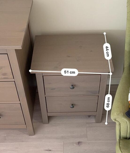 IKEA HEMNES szafka nocna – szarobrązowa, 2 szuflady