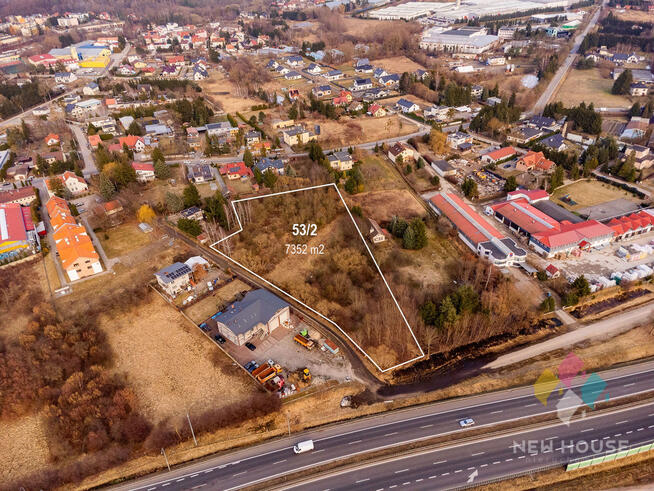 Działka inwestycyjna, S7, MPZP, media 7 352 m2