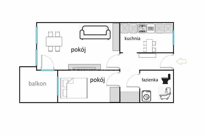 2 pokoje/ osobna kuchnia z oknem /balkon/Marchołta