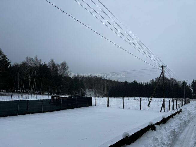 Służewo, działka ze stawem, częściowo zadrzewiona.