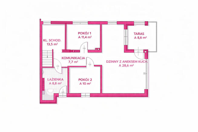 Apartament 3 pokoje, taras – nowy
