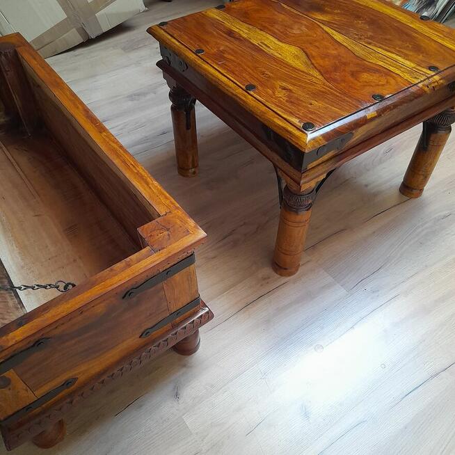 Antyczne Kolonialne stolik, skrzynia Odnowione