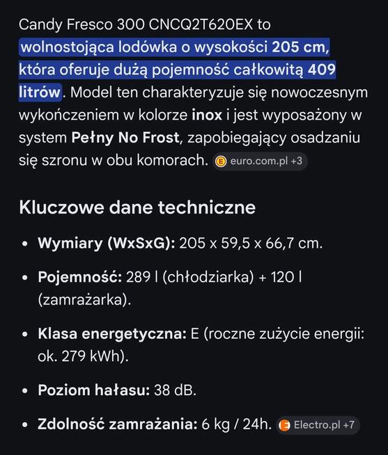 Lodówka CANDY