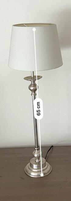 Lampka stołowa srebrna z abażurem - 65 cm