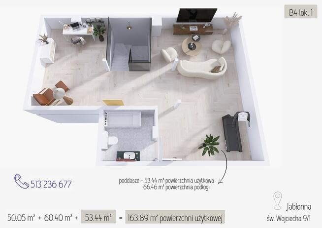 3 kondygnacje użytkowe - 163.89 m² - JABŁONNA