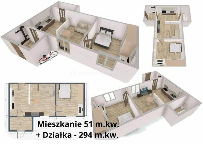 Żurawiec Dom 51 m² + działka 294 m² blisko Elbląga