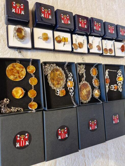 BURSZTYN BAŁTYCKI PIERŚCIONKI BRANSOLETY MEDALIONY KOLCZYKI